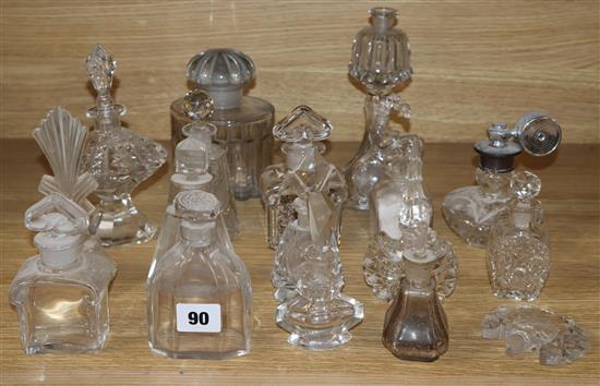 A collection of cut glass perfume bottles